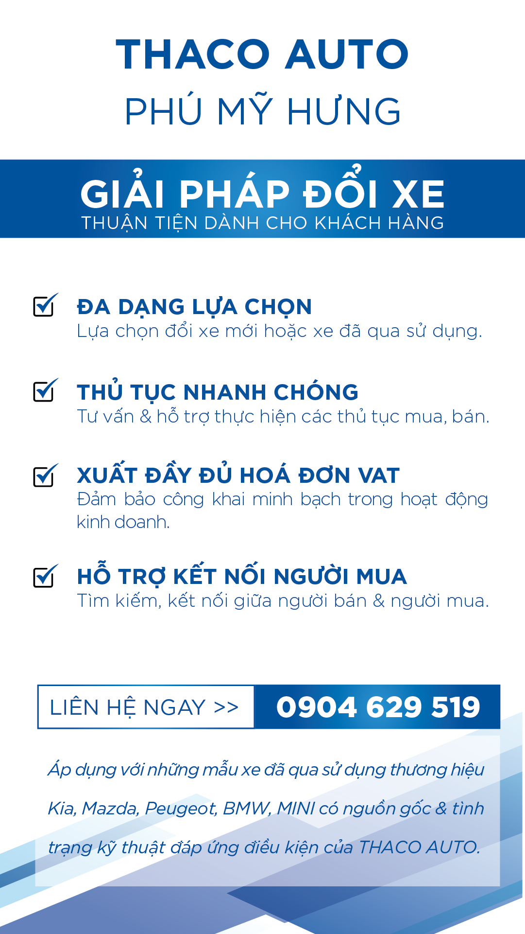 THACO AUTO PHÚ MỸ HƯNG - GIẢI PHÁP ĐỔI XE & KINH DOANH XE QUA SỬ DỤNG