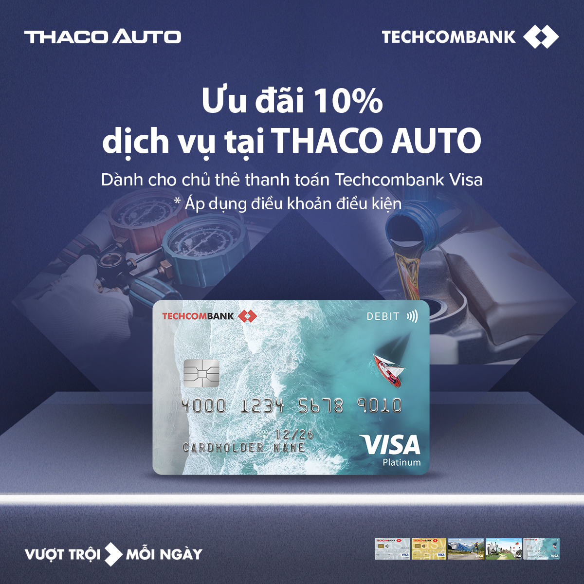 ƯU ĐÃI 10% DỊCH VỤ TẠI THACO AUTO DÀNH CHO CHỦ THẺ THANH TOÁN TECHCOMBANK VISA